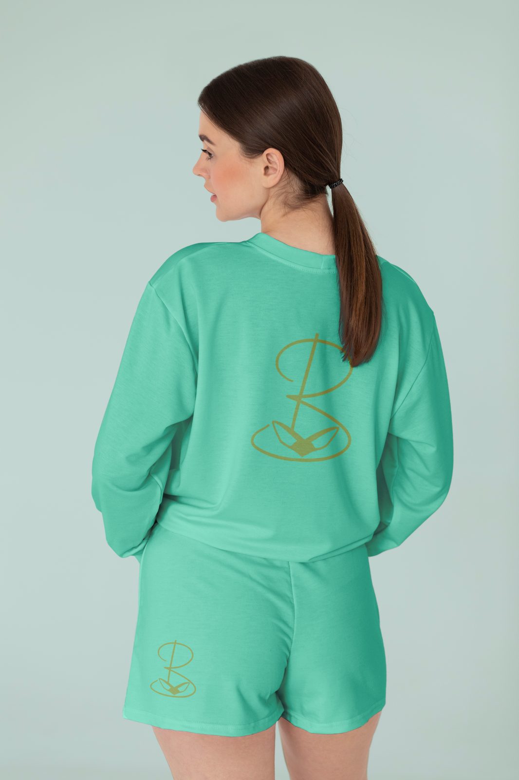 Ensemble sweat et short femme BHD, menthe
