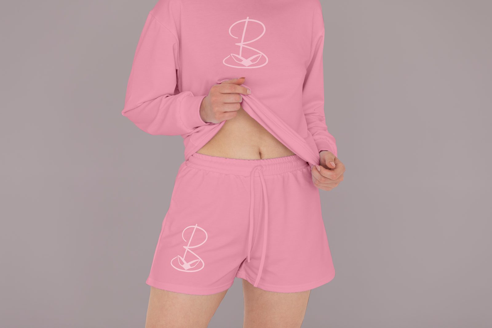Ensemble sweat court et short femme BHD, rose