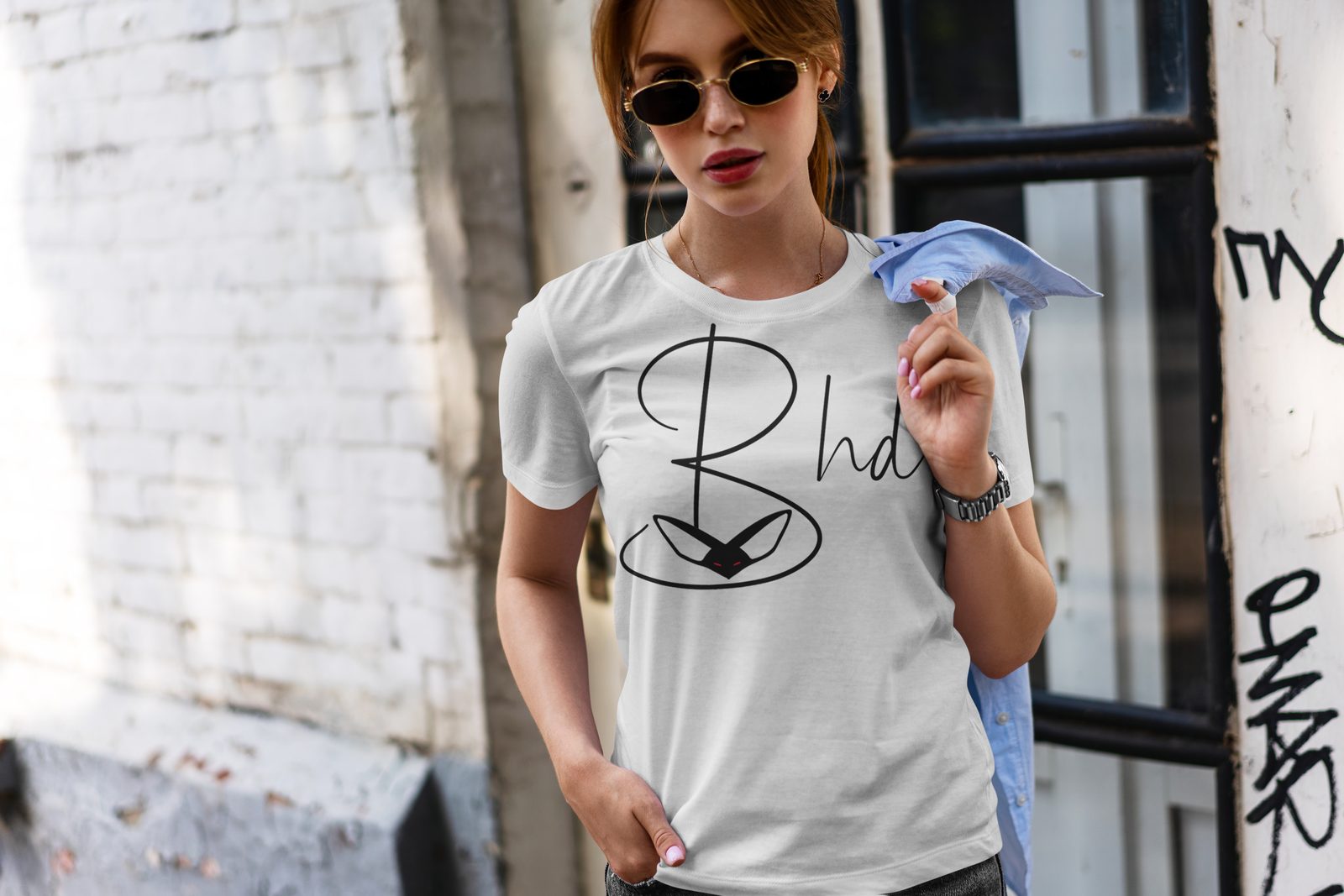 T-shirt logo femme BHD, blanc