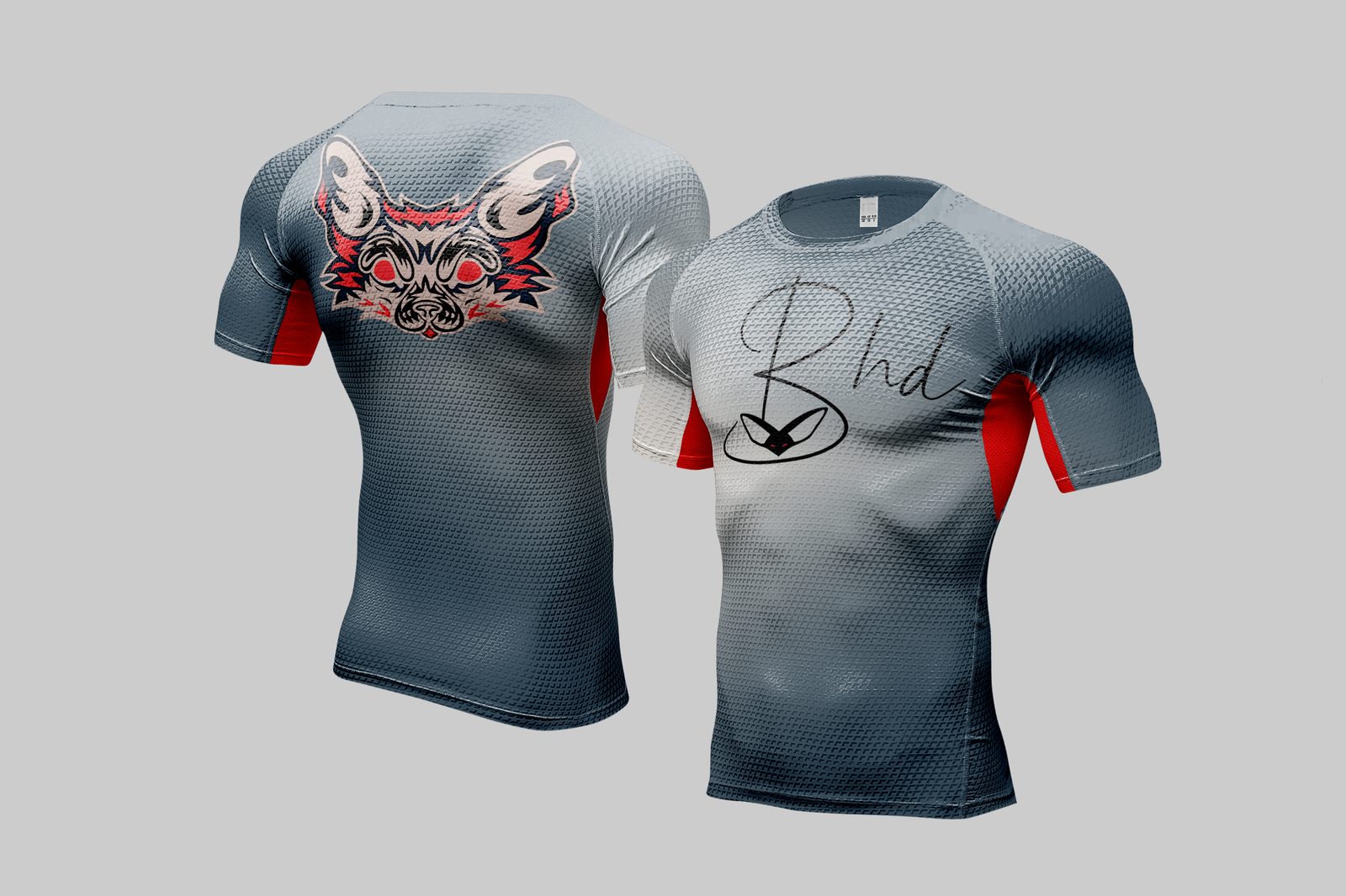 Rashguard MMA BHD, gris et rouge