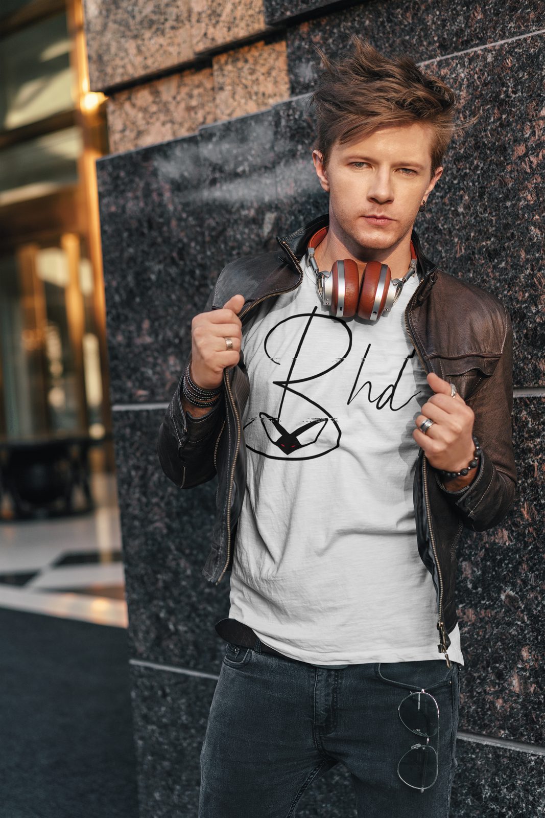 T-shirt logo homme BHD, blanc