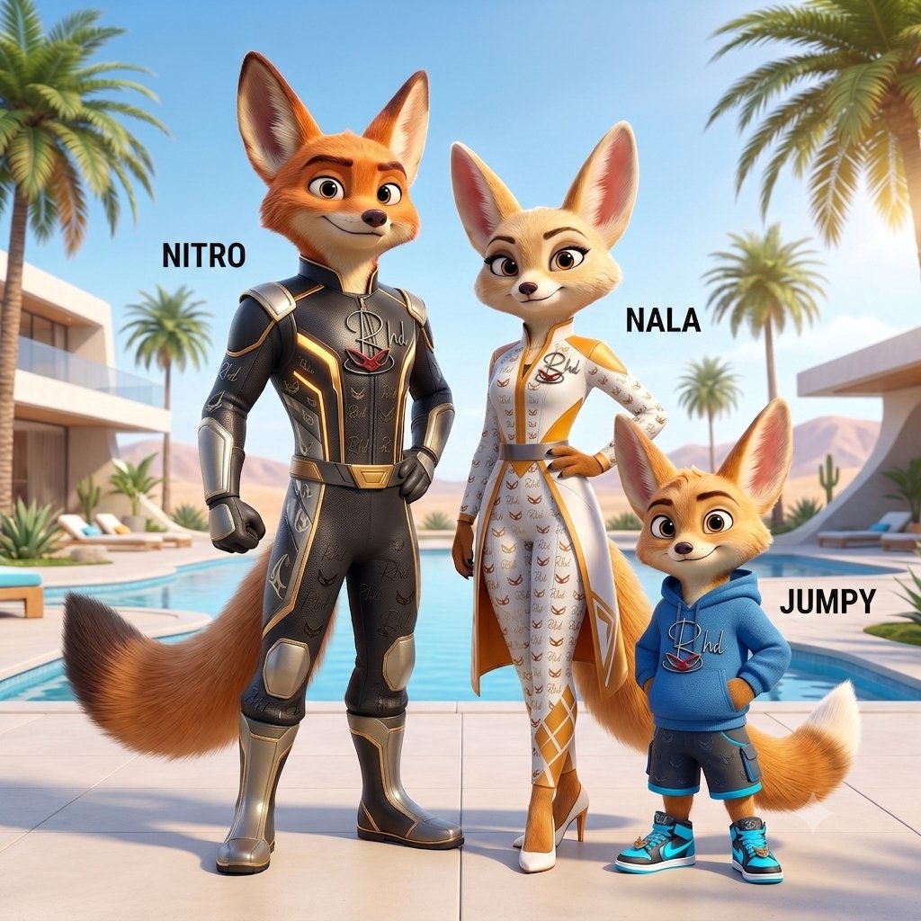 Les mascottes du parc : Nitro, Nala et Jumpy